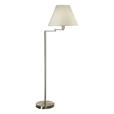 austrolux Stojací lampa Hilton, bílé textilní stínidlo, nikl