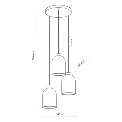 TK Lighting Skleněné závěsné světlo Satipo, 3 zdroje, jantar