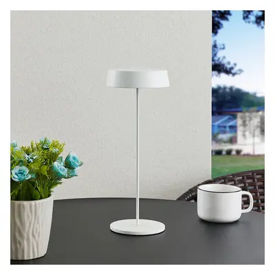 Lucande Nabíjecí stolní lampa Lucande LED Tibia, bílá, hliník, USB, IP54