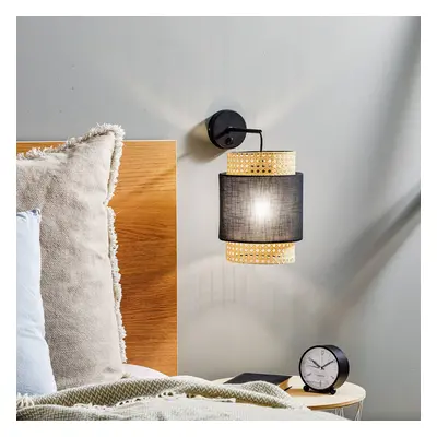 TK Lighting Nástěnné svítidlo Boho, černá/ratan