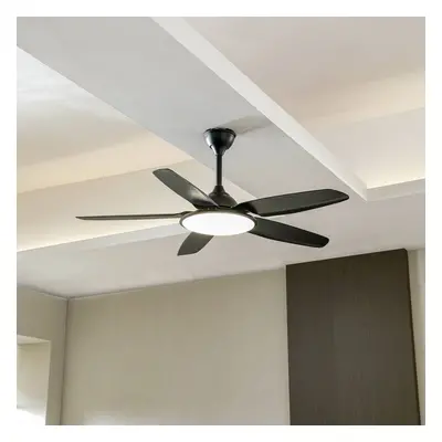 Lucande Stropní ventilátor Lucande LED Divian, černý, DC, tichý, CCT