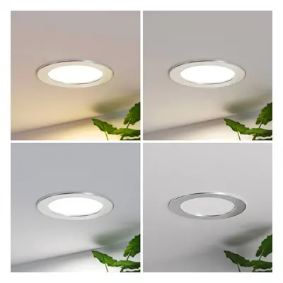 PRIOS Prios LED vestavné svítidlo Cadance, stříbrné, 17 cm, CCT, IP44