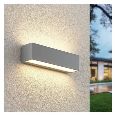 Lucande Venkovní nástěnné svítidlo Lucande LED Lengo, 25 cm, stříbrná, 2 světla,