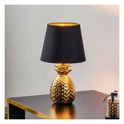 Reality Leuchten Keramická stolní lampa Pineapple zlatočerná