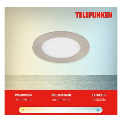 Telefunken Vestavné LED svítidlo Virgo, RGBW, nikl, Ø 12 cm