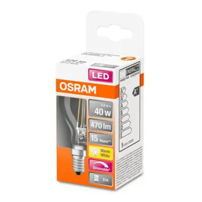 OSRAM LED žárovka kapka E14 4,8W filament 2 700K dimm