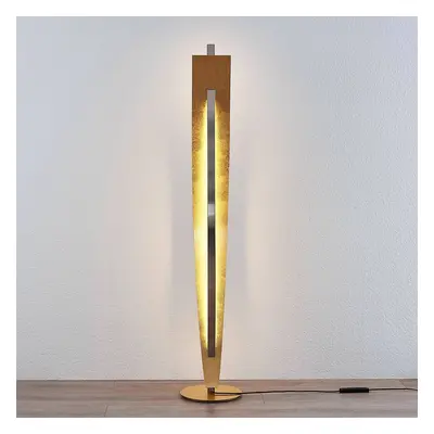 Lucande Stojací lampa Lucande LED Marija, zlatá barva, stmívatelná, 140 cm