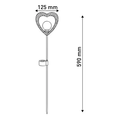 Näve Dekor solární světlo srdce, hrot LED teplá bílá 2x