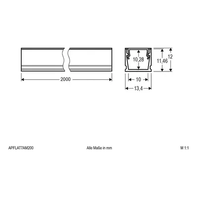 EVN EVN APFLAT7 Al profil 200 cm, U profil, hliník