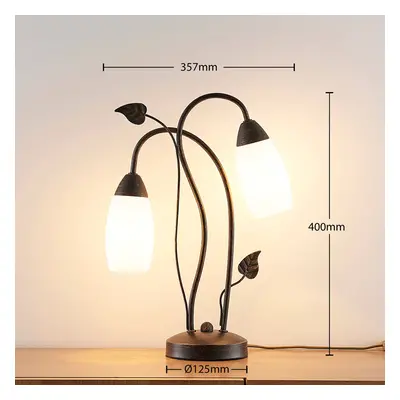 Lindby Stolní lampa Lindby Stefania, černá/zlatá, sklo, E14, 40 cm