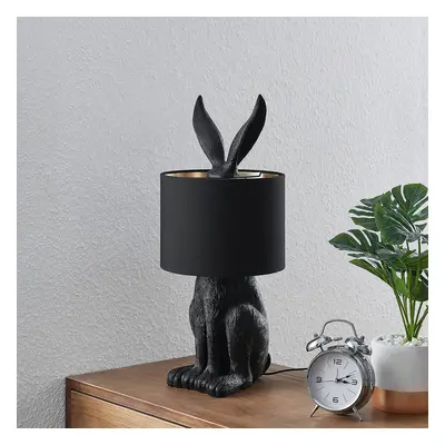 Lindby Stolní lampa Lindby Lorentina, 56 cm, králík, černá, textilní