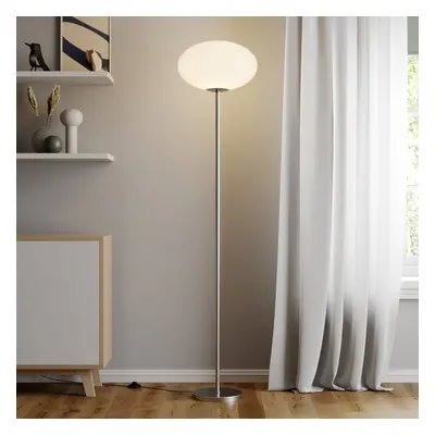 Lindby Stojací lampa Lindby Sonika, 175 cm, barva niklu, sklo, E27