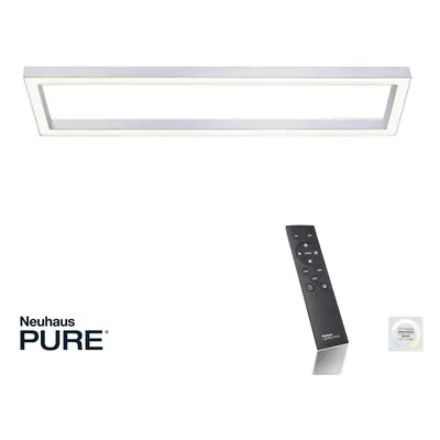 PURE Stropní svítidlo LED PURE Lines, 110 x 30 cm, stříbrná, CCT, dálkové ovládání