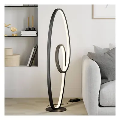 Lucande Stojací lampa Lucande LED Bronwyn, 122 cm, antracit, hliník