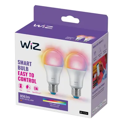 WiZ WiZ A60 LED lampa matná WiFi E27 8,5W RGBW sada 2 ks