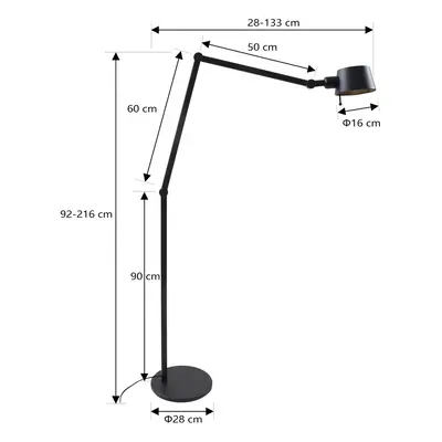 Lucande Lucande Silka stojací lampa, výška 216 cm, nastavitelná, černá