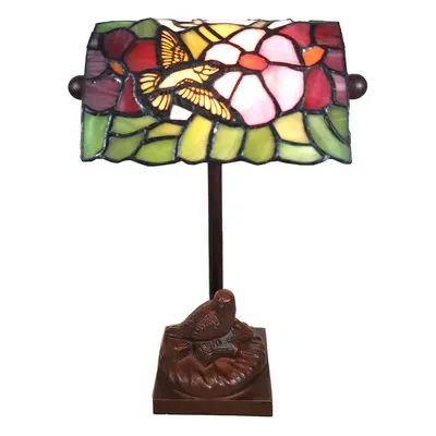 Clayre&Eef Stolní lampa 6008, styl Tiffany ptačí motiv