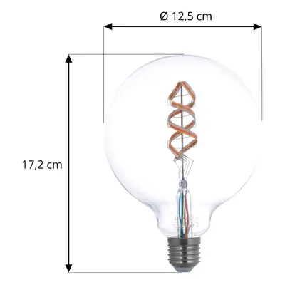 LUUMR LUUMR Smart LED, E27, G125, 4W, RGB, Tuya, WLAN, čirá, CCT