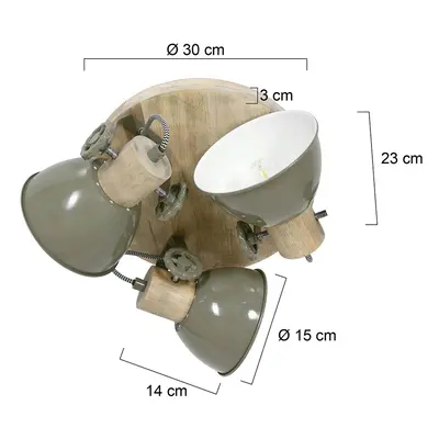 Steinhauer Stropní bodovka Gearwood, 3 zdroje kulatá, zelená