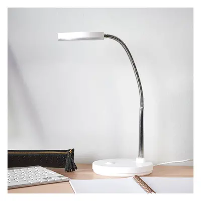 Lindby Stolní LED lampa Lindby Milow, bílá, kov, výška 35 cm