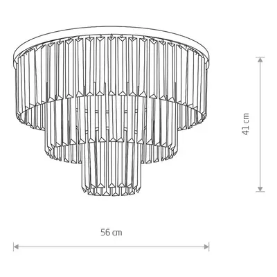 Euluna Stropní svítidlo Cristal, průhledné/černé, Ø 56 cm