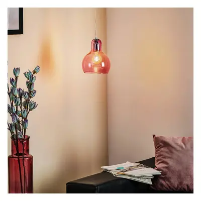 TK Lighting Závěsné svítidlo Mango, růžovo-průhledné/stříbrné