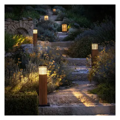 Les Jardins LED solární osvětlení Tekura, teak přírodní/šedá