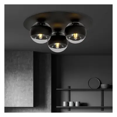 EMIBIG LIGHTING Stropní svítidlo Kenzo, kulaté, černé/čiré, 3 světla