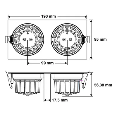 The Light Group SLC DL04 Square X2 LED vestavné světlo 3000K černá