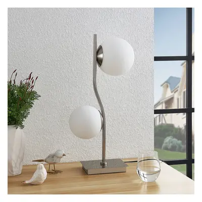 Lindby Stolní lampa Lindby Avalyn, barva niklu, sklo, 56 cm, E14