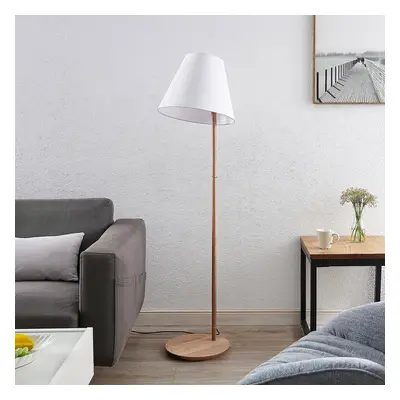 Lucande Stojací lampa Lucande Jinda, bílá, dřevo, látka, 160 cm, E27