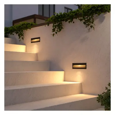 Lucande Vestavné nástěnné svítidlo Lucande LED Loya, 23 x 8 cm, šedé, IP54