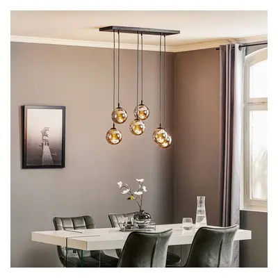 EMIBIG LIGHTING Skleněné závěsné svítidlo, 6 světel, černá, grafit, sklo, 75 cm