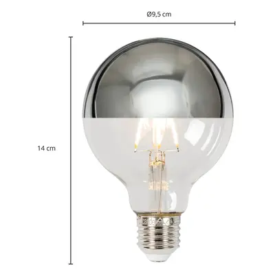 Lucande E27 3,8W LED žárovka do zrcátka G95, 2700K stříbrná