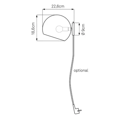 NYTA Nyta Tilt Globe Wall Short se zástrčkou, černá