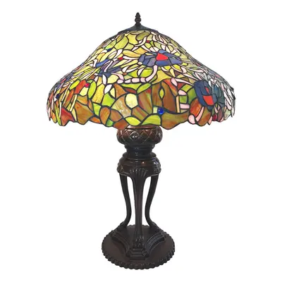 Clayre&Eef Stolní lampa 5LL-6055 design Tiffany, modrozelená