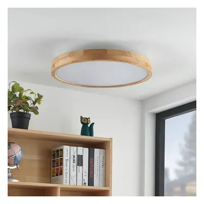 Lindby Lindby LED stropní svítidlo Lanira, Ø 60 cm, dřevo, dálkové ovládání, CCT