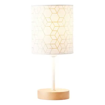 Brilliant Stolní lampa Galance, bílá s dřevěnou nohou