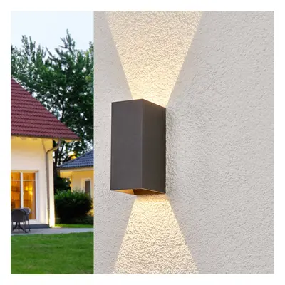 Lucande Venkovní nástěnné svítidlo Lucande LED Mikka, 17 cm, antracit, 2 světla.