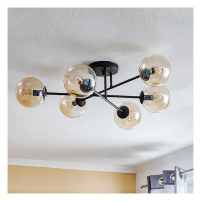 EMIBIG LIGHTING Skleněné stropní svítidlo, černé, jantarové, skleněné, 6 světel, E14