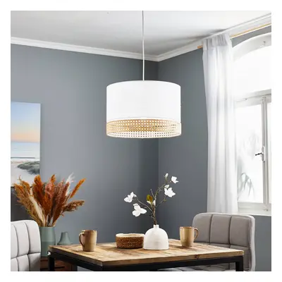 TK Lighting Závěsné svítidlo Paglia bílá/ratan jedno světlo Ø 38 cm