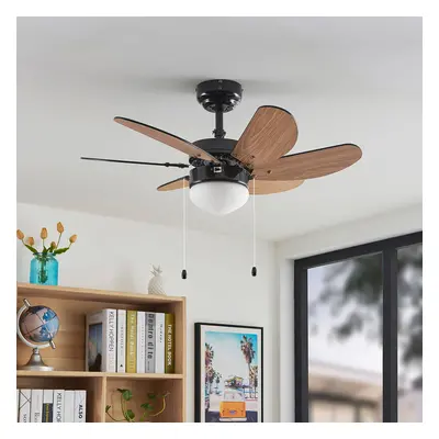 Lindby Stropní ventilátor Lindby s osvětlením Minja black quiet 78 cm