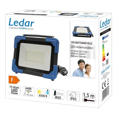 Ledino LED stavební reflektor Ledar 6 500 K 120° černá 75 W