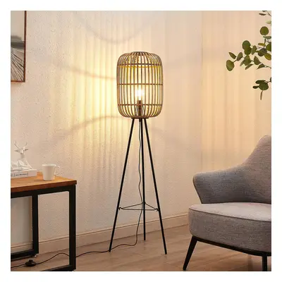 Lindby Stojací lampa Lindby Canyana, přírodní, ratan, výška 139 cm