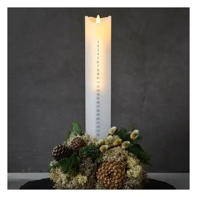 Sirius Svíčka LED Sara Calendar, bílá/stříbrná, výška 29 cm