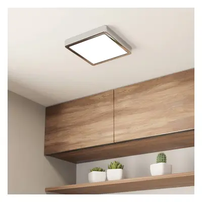 EGLO LED stropní svítidlo Fueva 5 IP44 3000K chrom 21x21cm