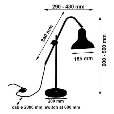 Busch Stolní lampa Winston, nastavitelné, černá/bílá