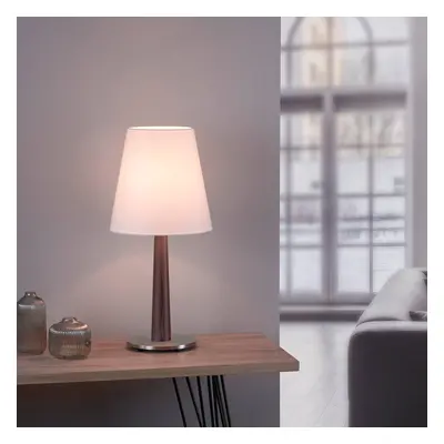 quitani Stolní lampa Quitani Elif bílá, kuželový tmavý dub