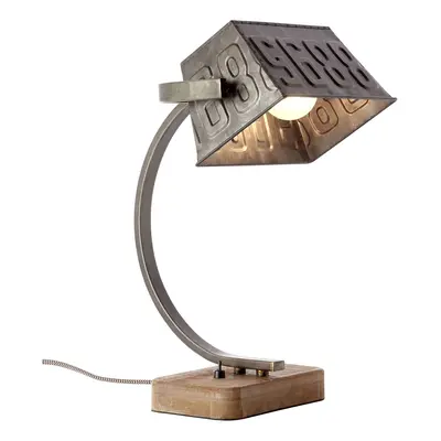 Brilliant Kovová stolní lampa Drake s dřevěnou nohou