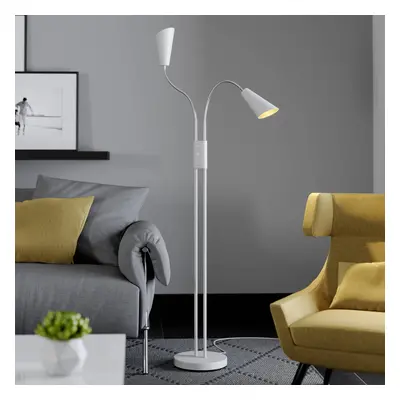 Lucande Stojací lampa Lucande Medira, výška 124 cm, dvousvětelná, bílá